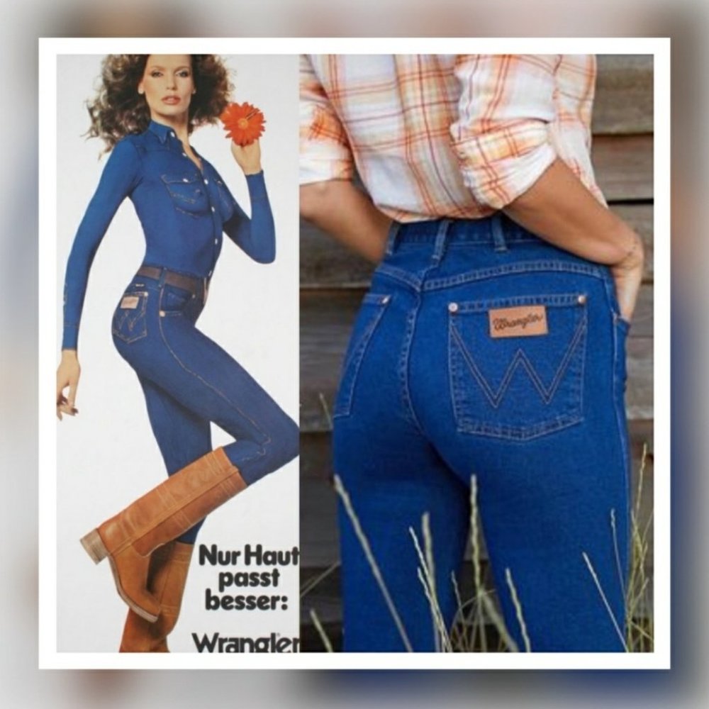 Wrangler Leather Patch High Rise Straight Leg Jean